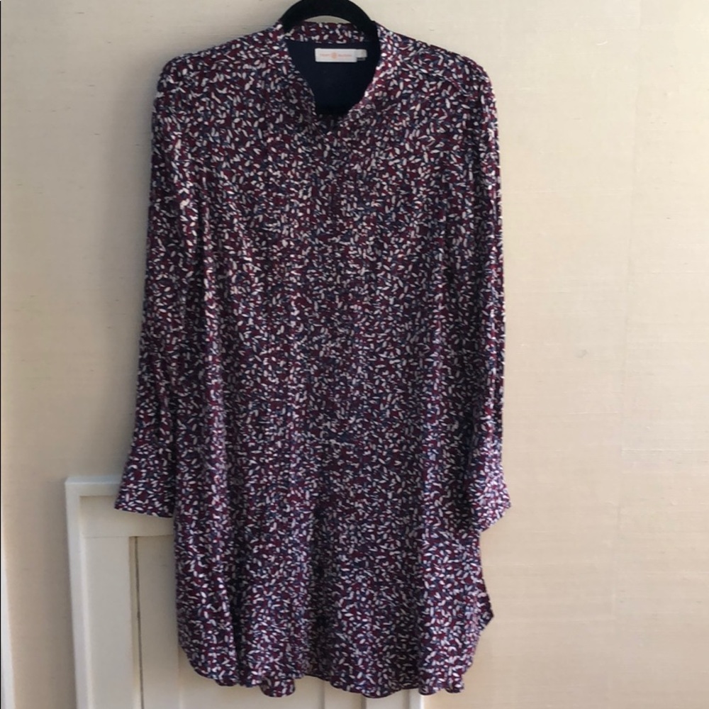 Tory Burch Silk Button Down Shirt Dress